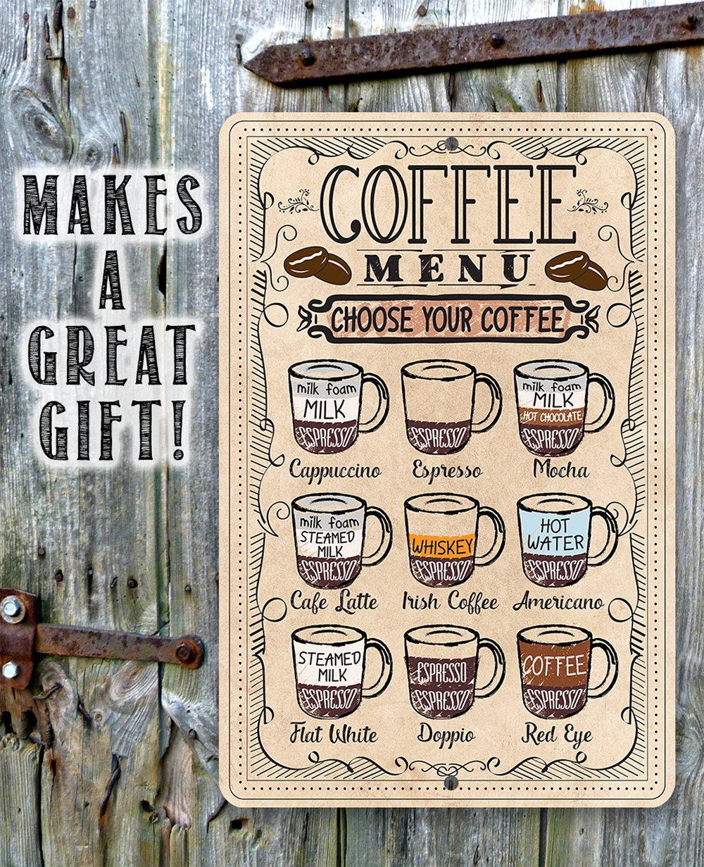 Coffee Menu Guide – Metal Sign