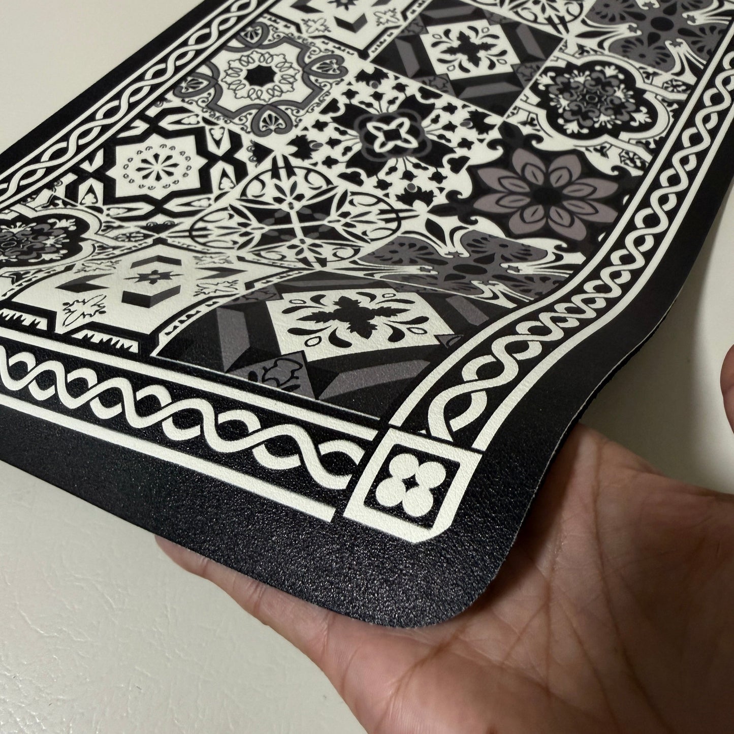 Black & White Tile Coffee Bar Mat – 12 x 19 in