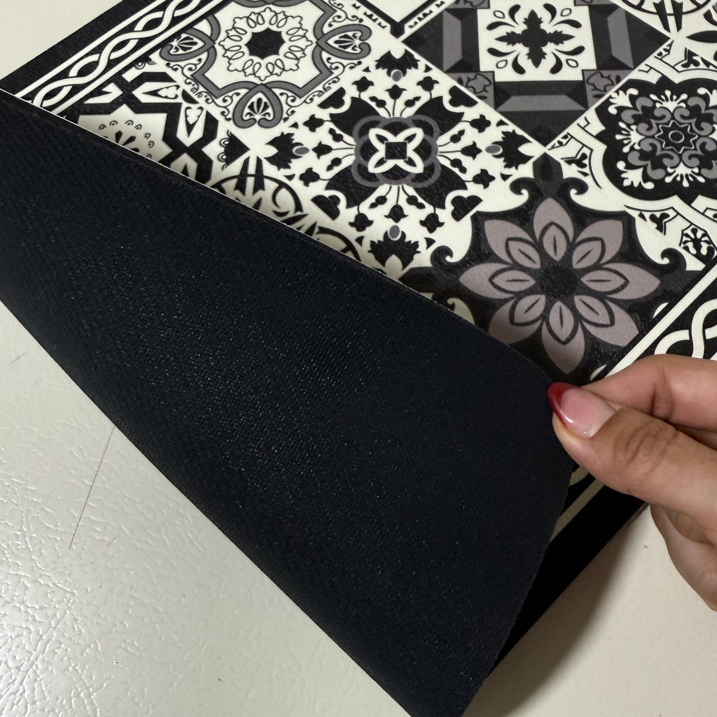 Black & White Tile Coffee Bar Mat – 12 x 19 in