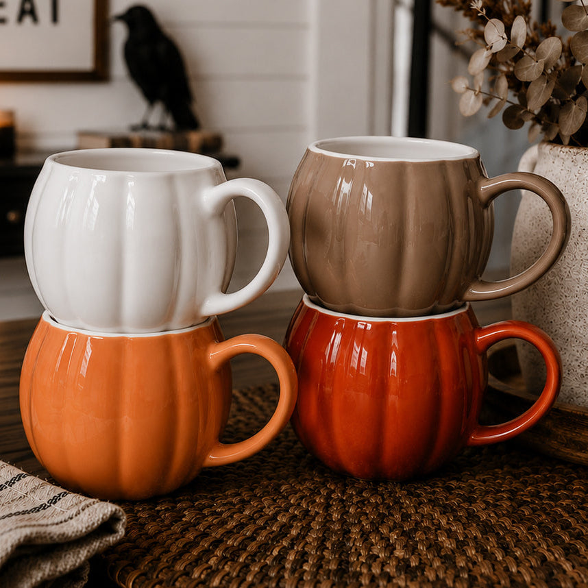 Pumpkin-Shaped Ceramic Coffee Mug – 16.8 oz