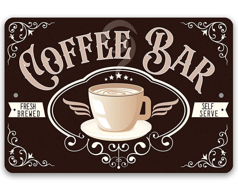 Fresh Brewed Coffee Bar – Metal Sign