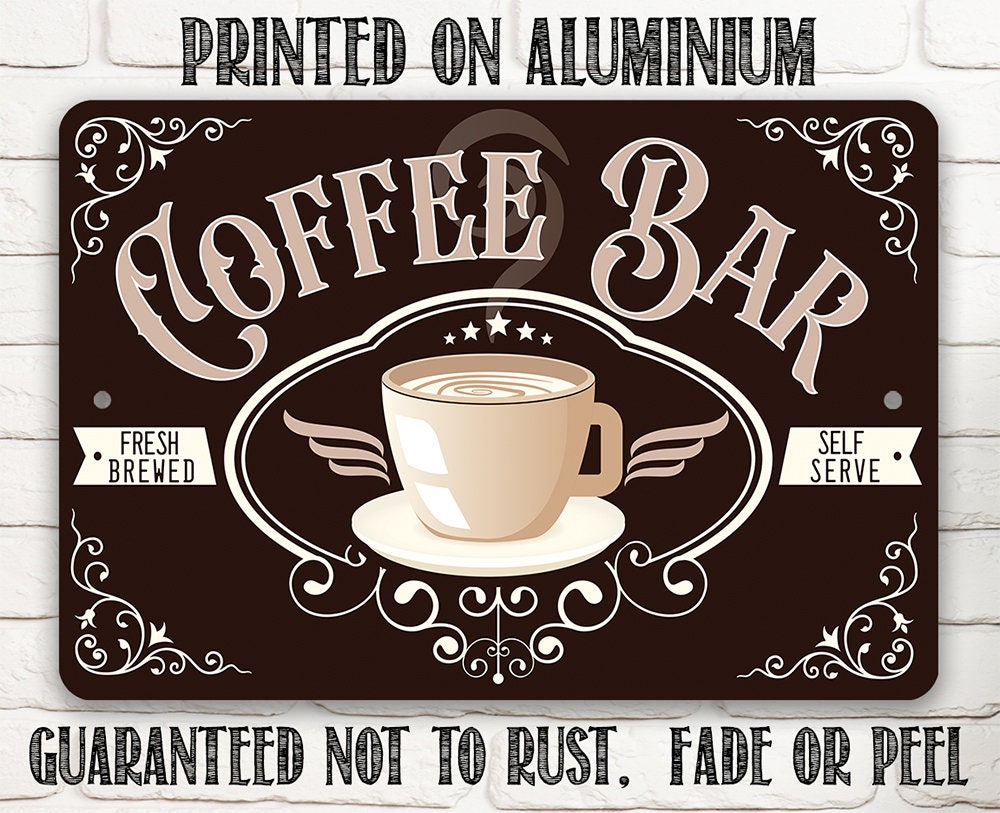 Fresh Brewed Coffee Bar – Metal Sign