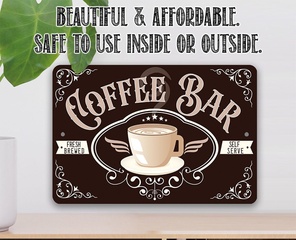 Fresh Brewed Coffee Bar – Metal Sign