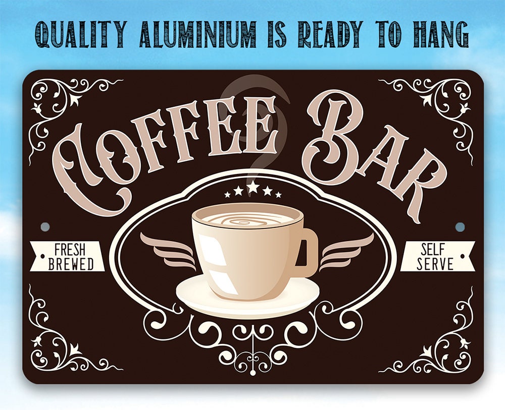 Fresh Brewed Coffee Bar – Metal Sign