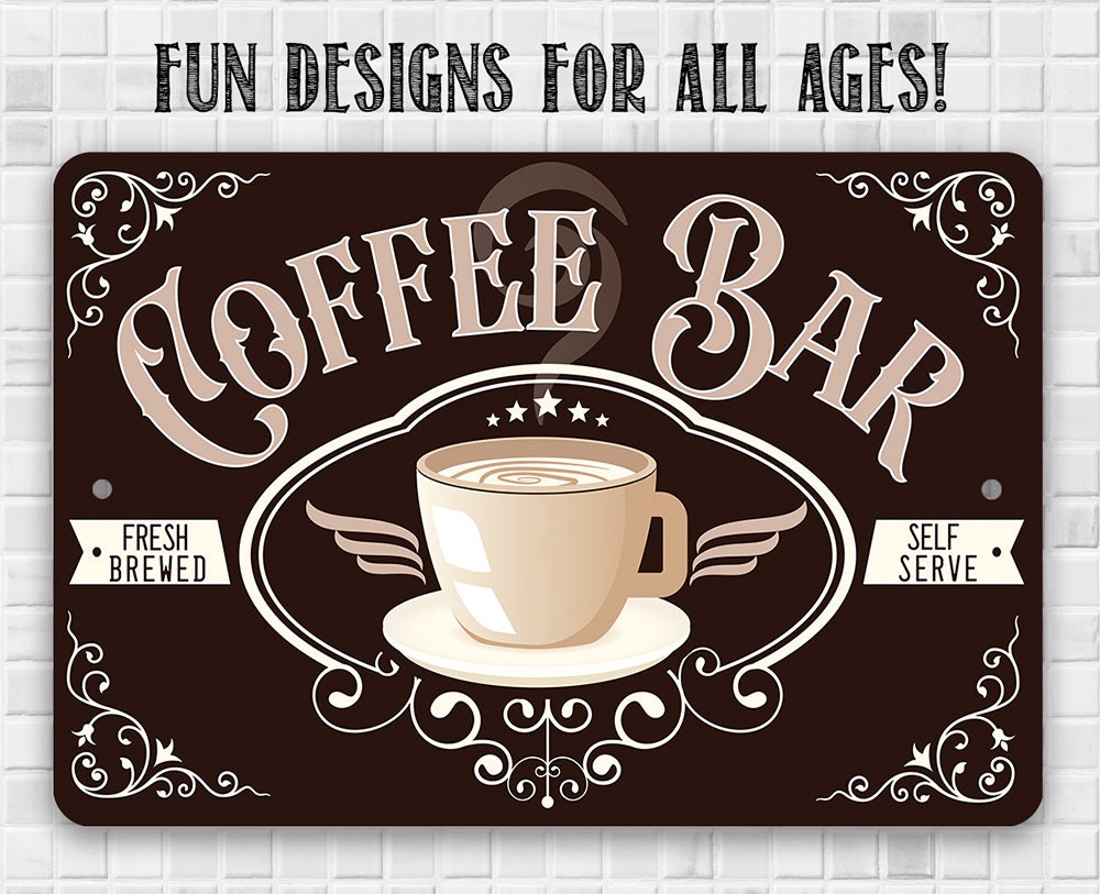 Fresh Brewed Coffee Bar – Metal Sign