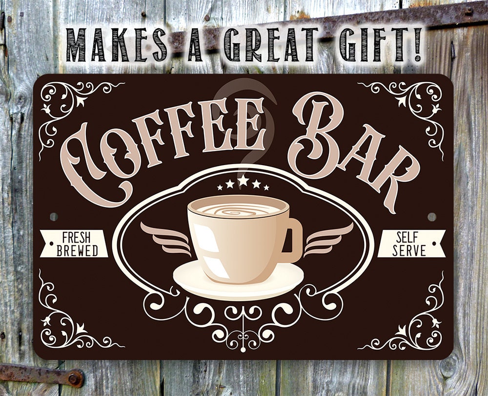 Fresh Brewed Coffee Bar – Metal Sign