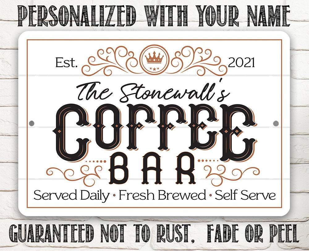 Personalized Coffee Bar Metal Sign