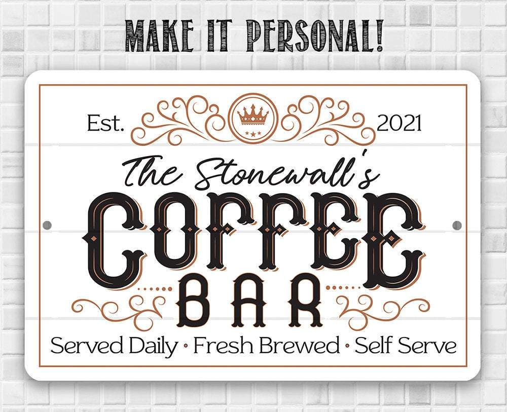 Personalized Coffee Bar Metal Sign