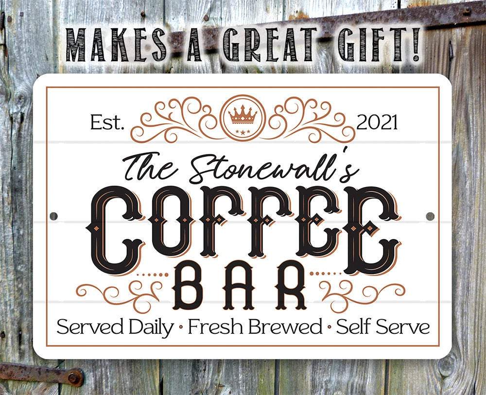 Personalized Coffee Bar Metal Sign
