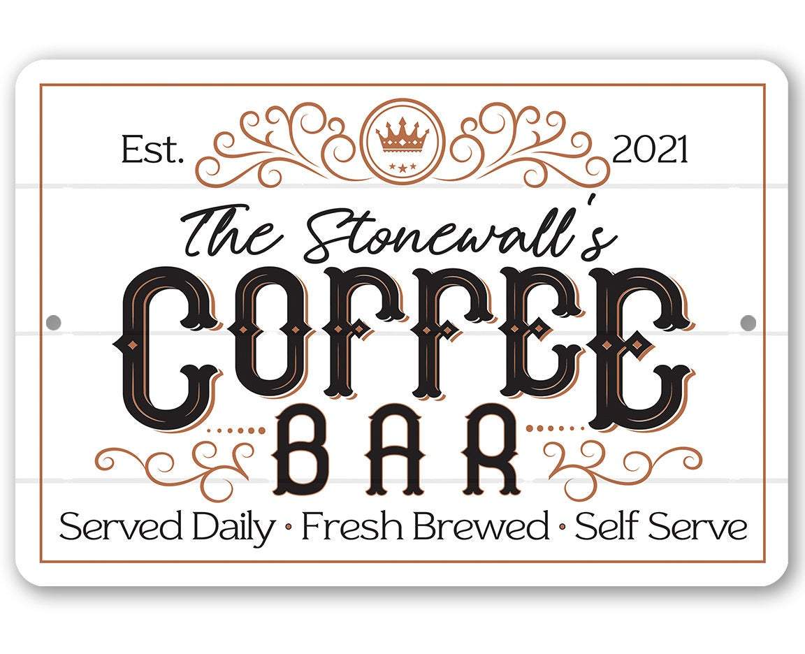 Personalized Coffee Bar Metal Sign