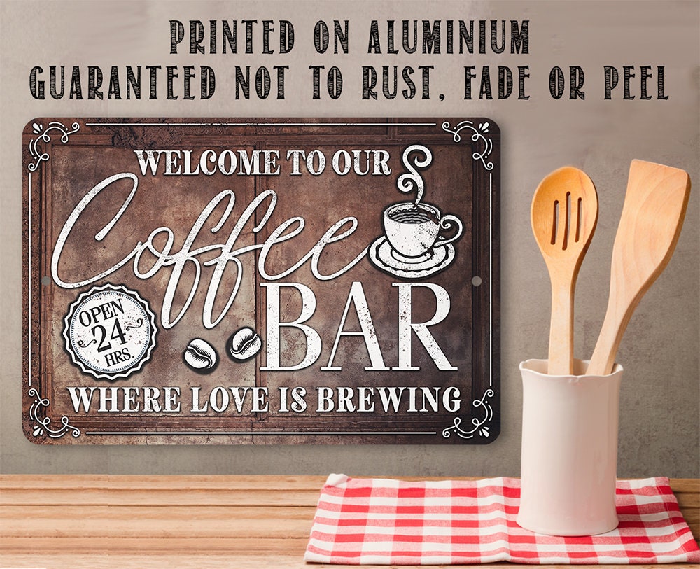 Where Love Is Brewing Coffee Bar – Metal Sign