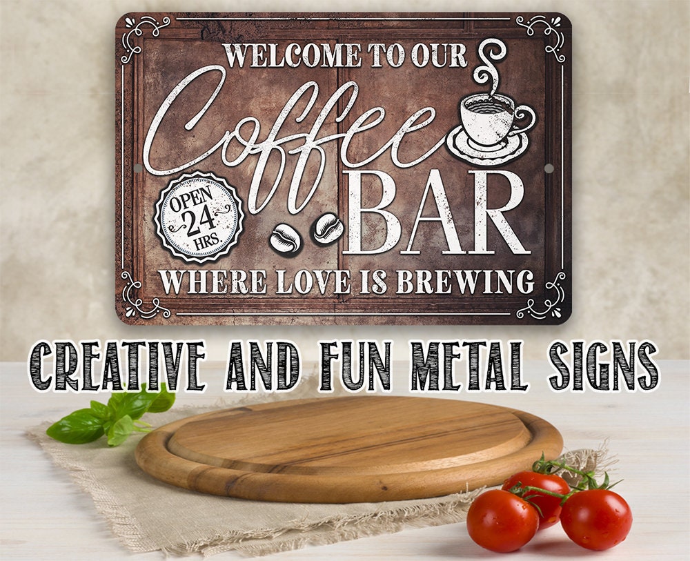 Where Love Is Brewing Coffee Bar – Metal Sign