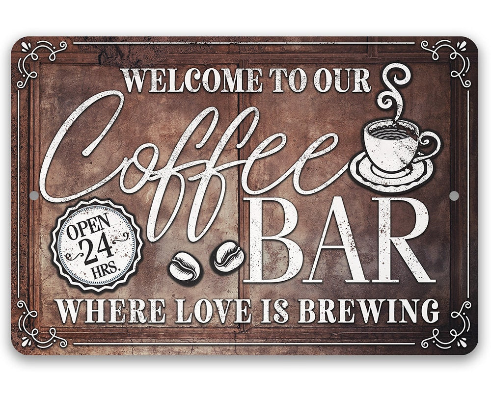 Where Love Is Brewing Coffee Bar – Metal Sign