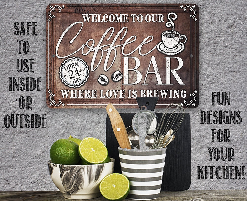 Where Love Is Brewing Coffee Bar – Metal Sign